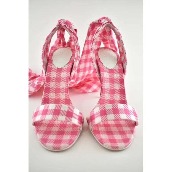 Christian Louboutin Sandale Du Desert 100 Pink White Lace Up Sandal Heel Pump 40 - Picture 6 of 12